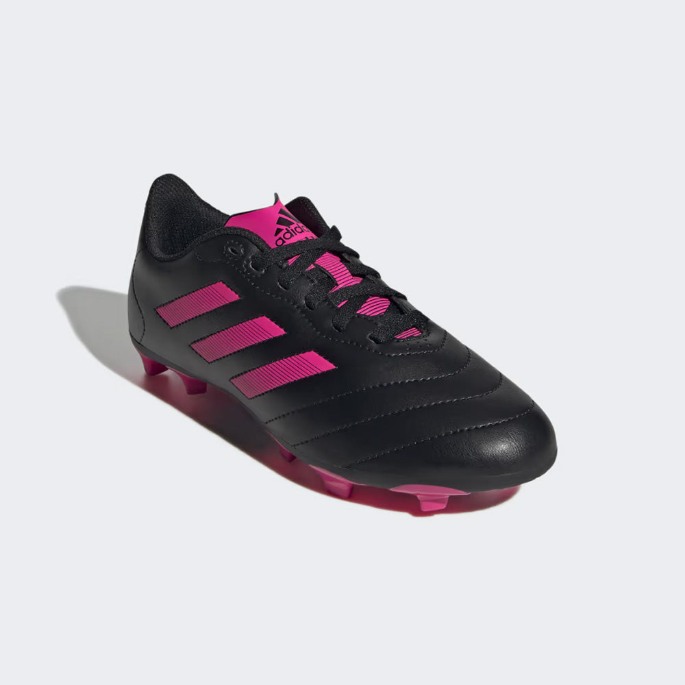 Adidas Goletto VIII Junior Firm Ground Football Boots, Black/Team Shock Pink