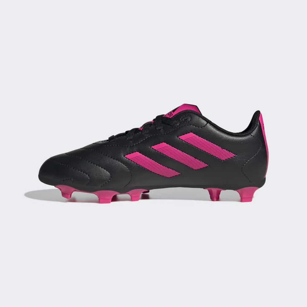 Adidas Goletto VIII Junior Firm Ground Football Boots, Black/Team Shock Pink