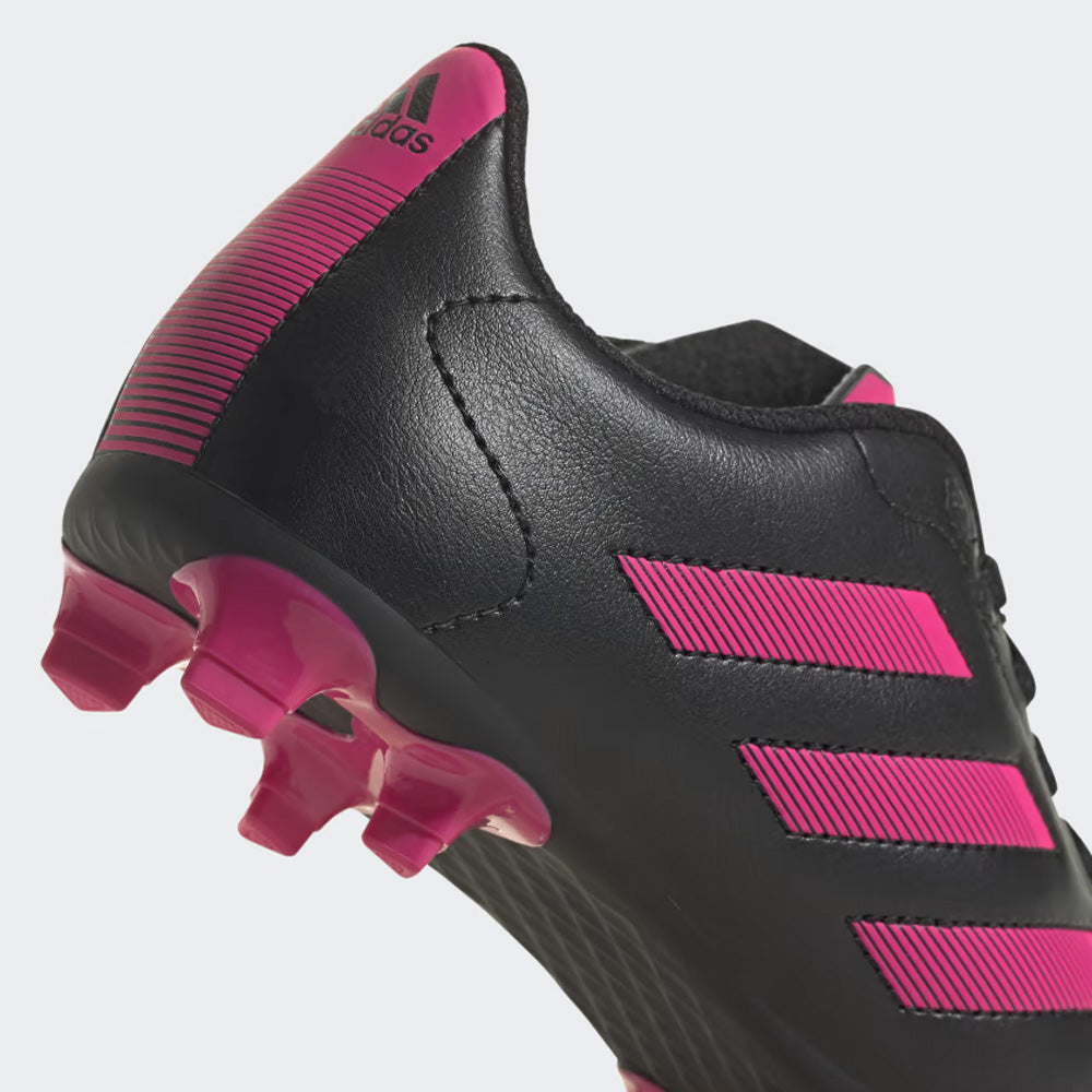 Adidas Goletto VIII Junior Firm Ground Football Boots, Black/Team Shock Pink