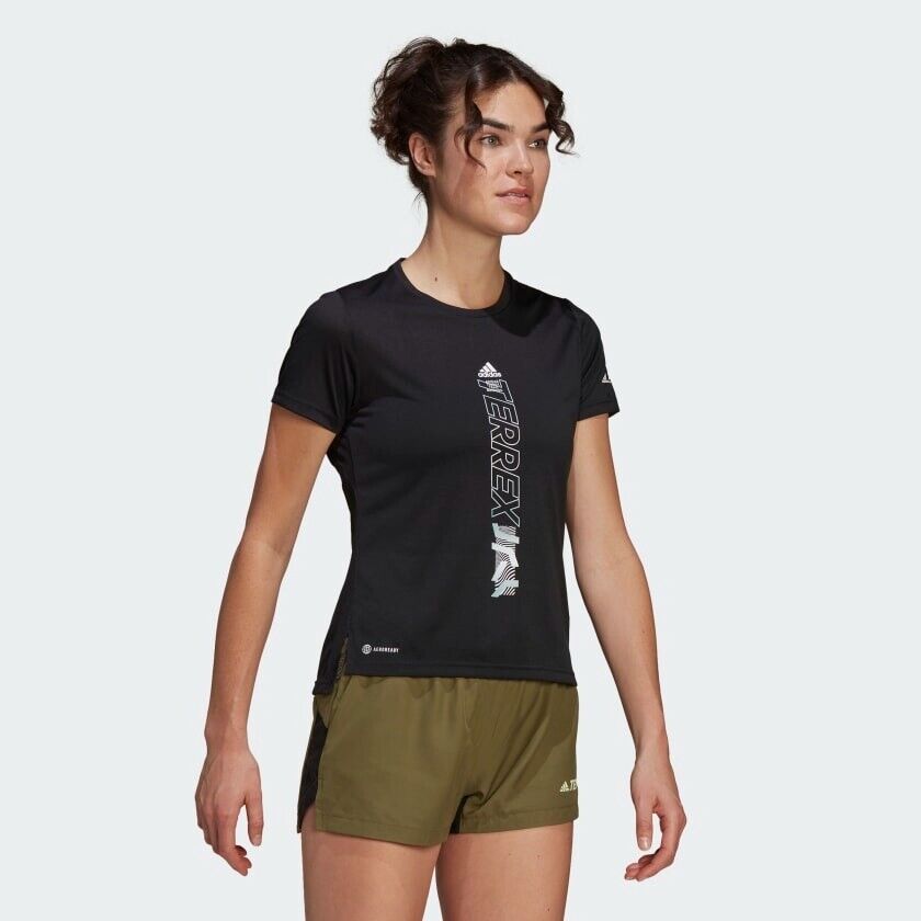 adidas Terrex Agravic Women's Trail Running T-Shirt Black Breathable Reflective