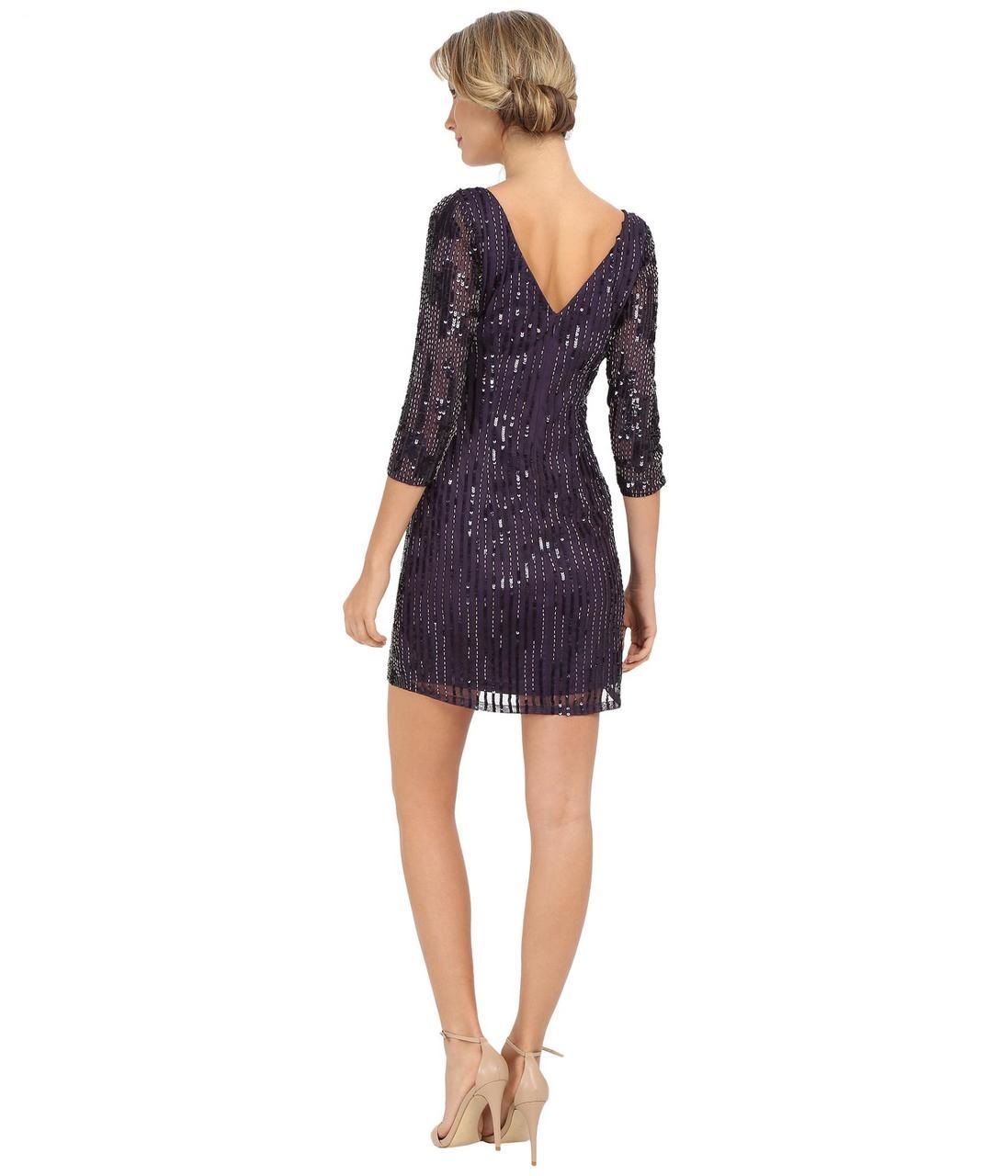 Adrianna Papell - Sparkly Quarter Sleeve Dress