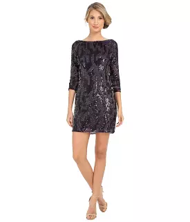 Adrianna Papell - Sparkly Quarter Sleeve Dress