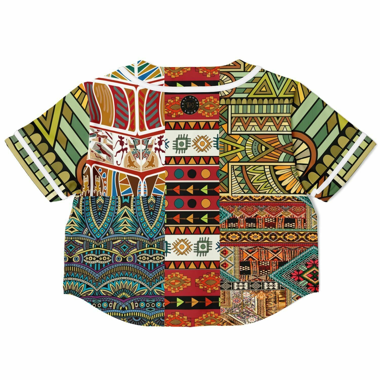 African Print Cropped Button Front Jersey - Mother Lode