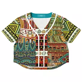 African Print Cropped Button Front Jersey - Mother Lode