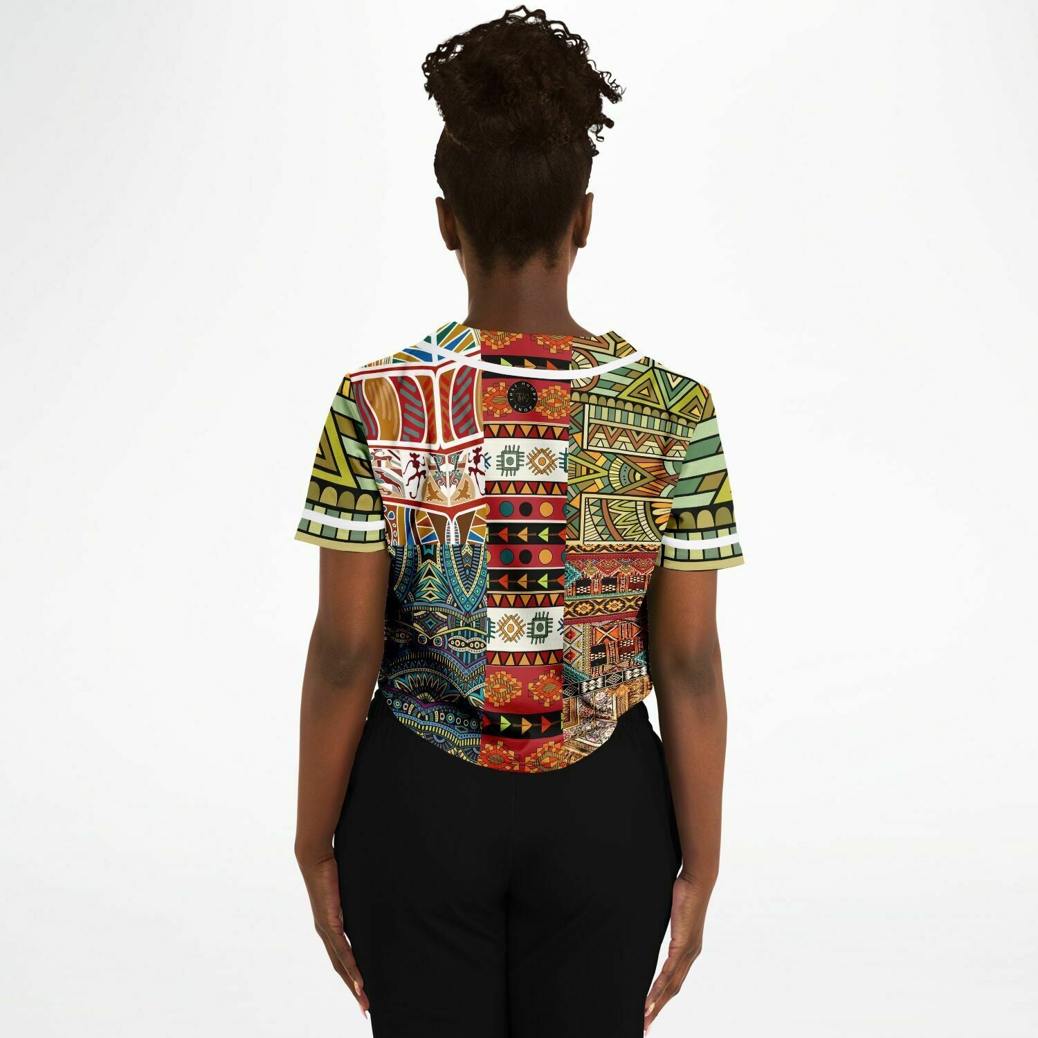 African Print Cropped Button Front Jersey - Mother Lode