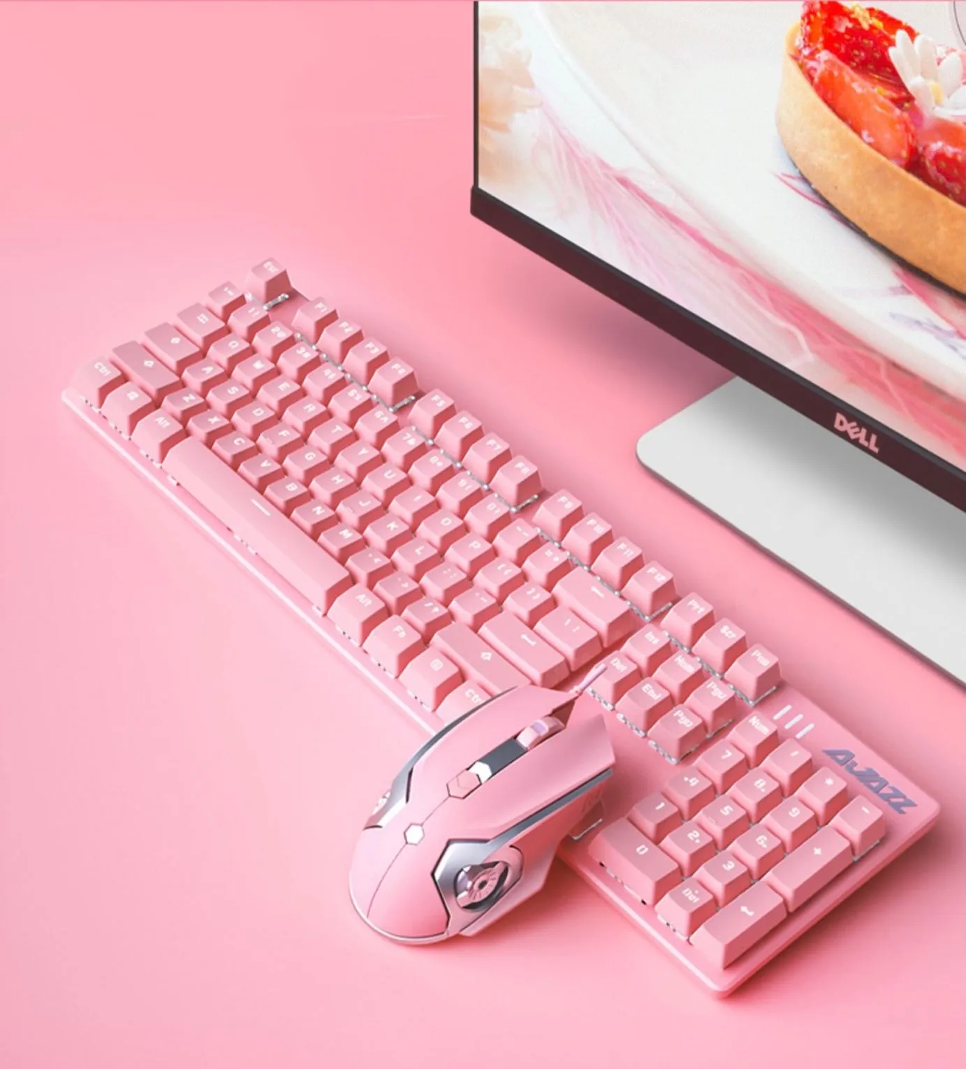 Ajazz Pink Sakura Mechanical Keyboard, Mouse, and Headphone