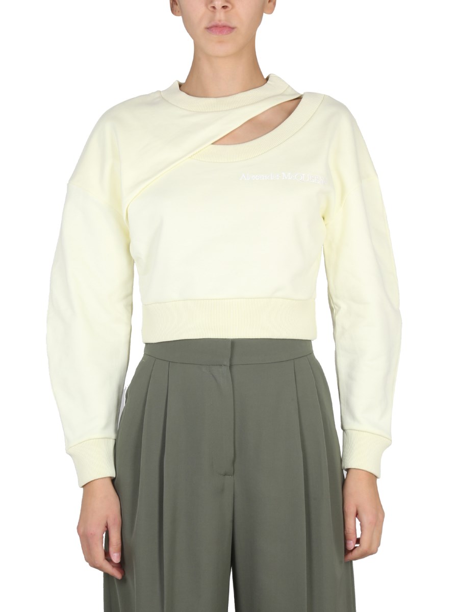 Alexander McQueen Cropped Cotton Sweatshirt