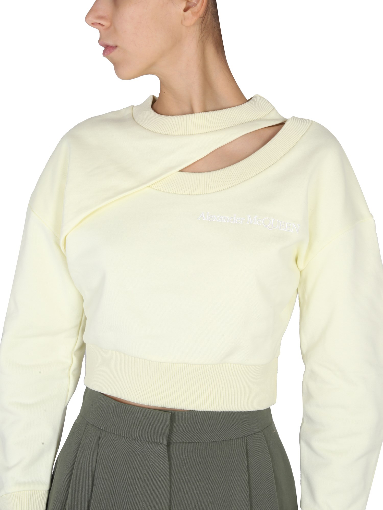 Alexander McQueen Cropped Cotton Sweatshirt