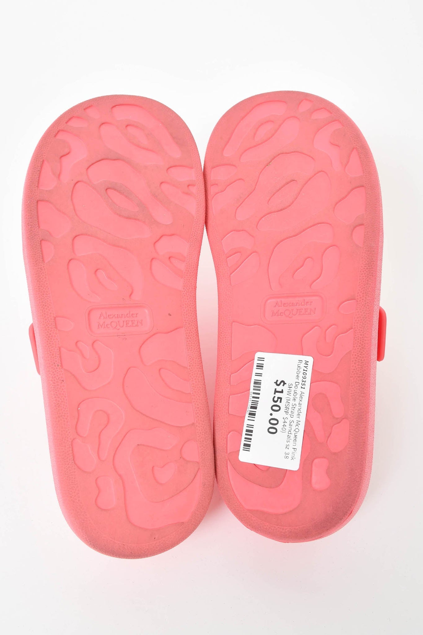 Alexander McQueen Pink Rubber Sandals 38 SHW