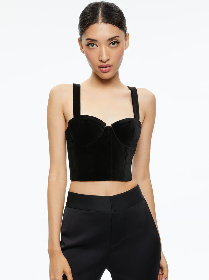 Alice + Olivia Jeanna Bustier Top Black