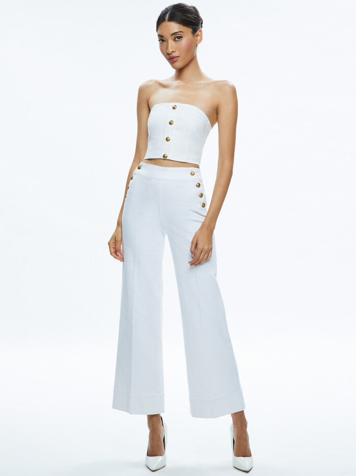 Alice + Olivia Mel Denim Button Up Bustier Off White