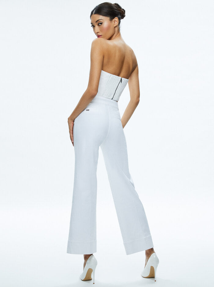 Alice + Olivia Mel Denim Button Up Bustier Off White