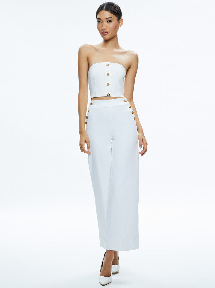 Alice + Olivia Mel Denim Button Up Bustier Off White