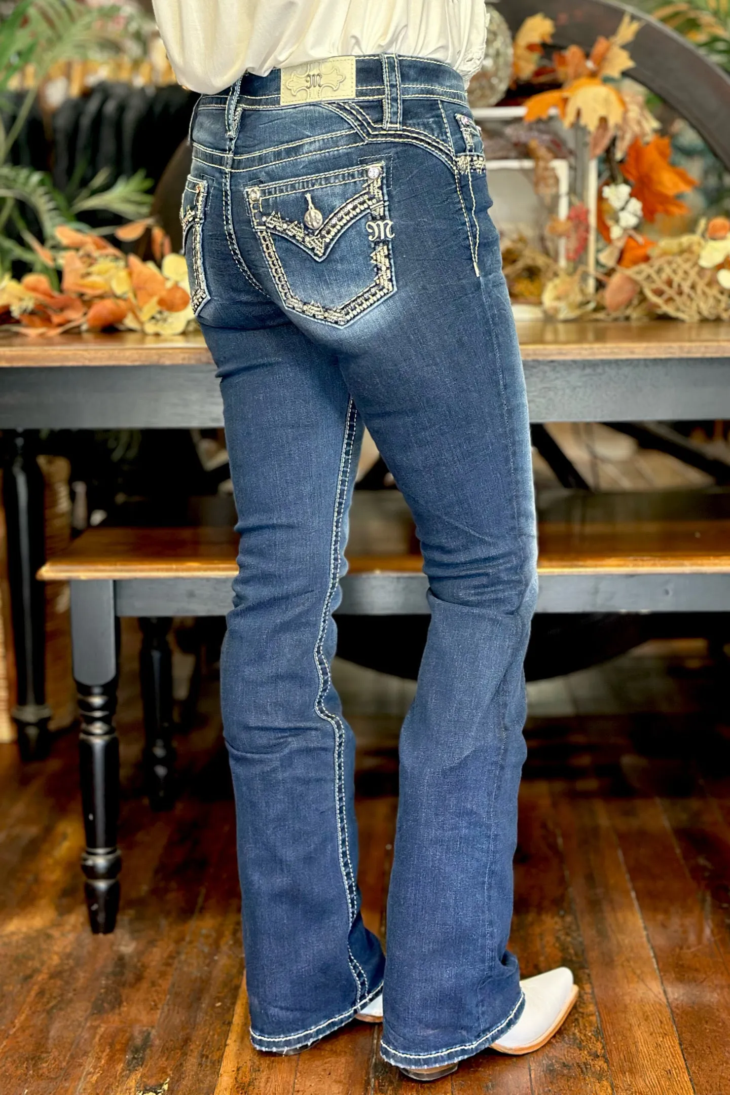 Border Stitch Mid Rise Bootcut Jean by Miss Me