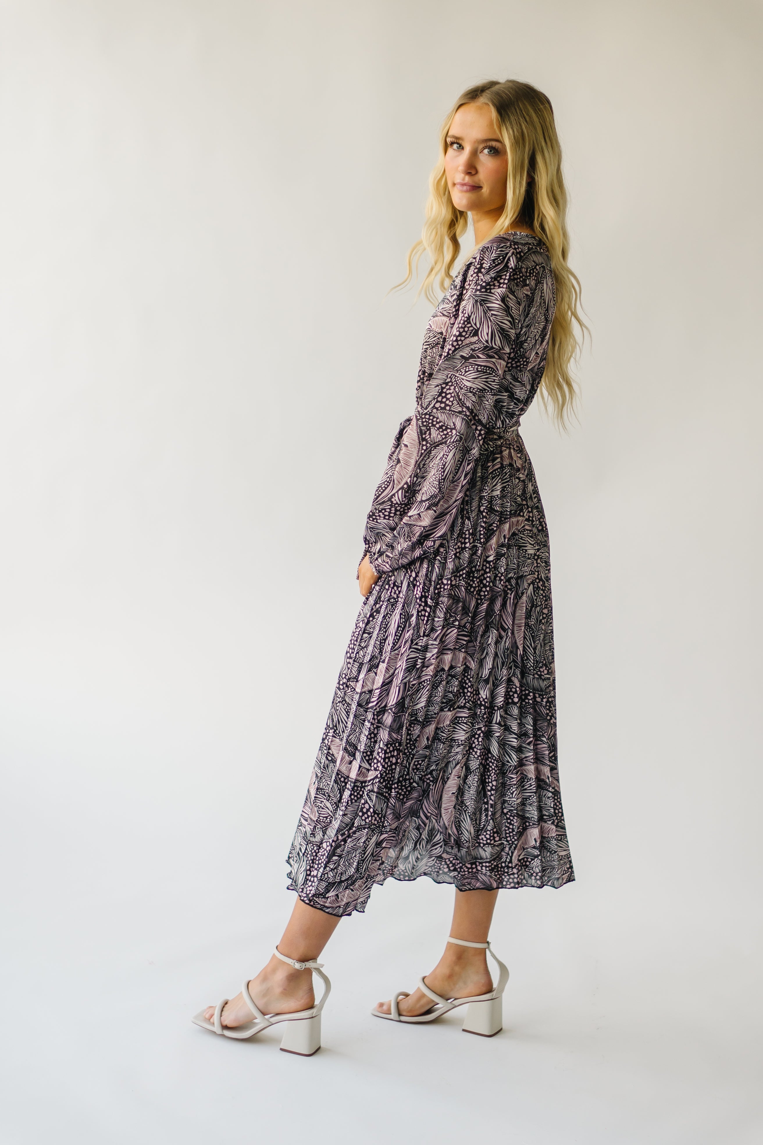 Alvarado Satin Midi Dress - Black Multi