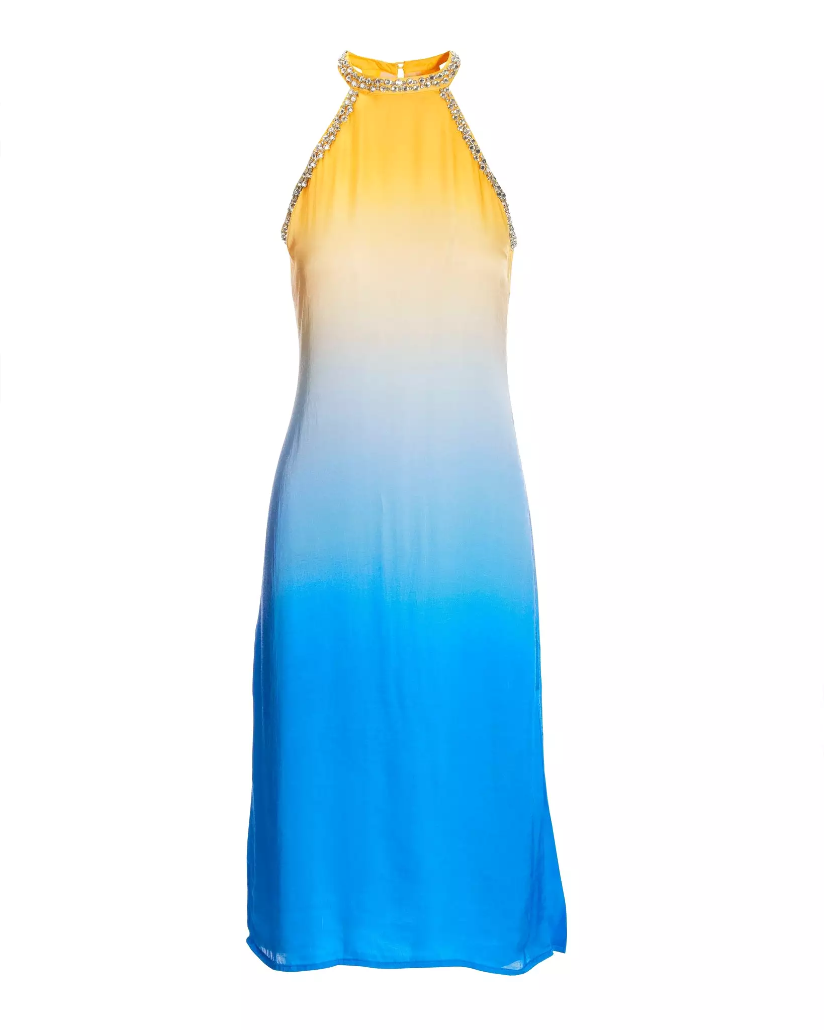 Amalfi Crystal Halter Dress Blue/Yellow