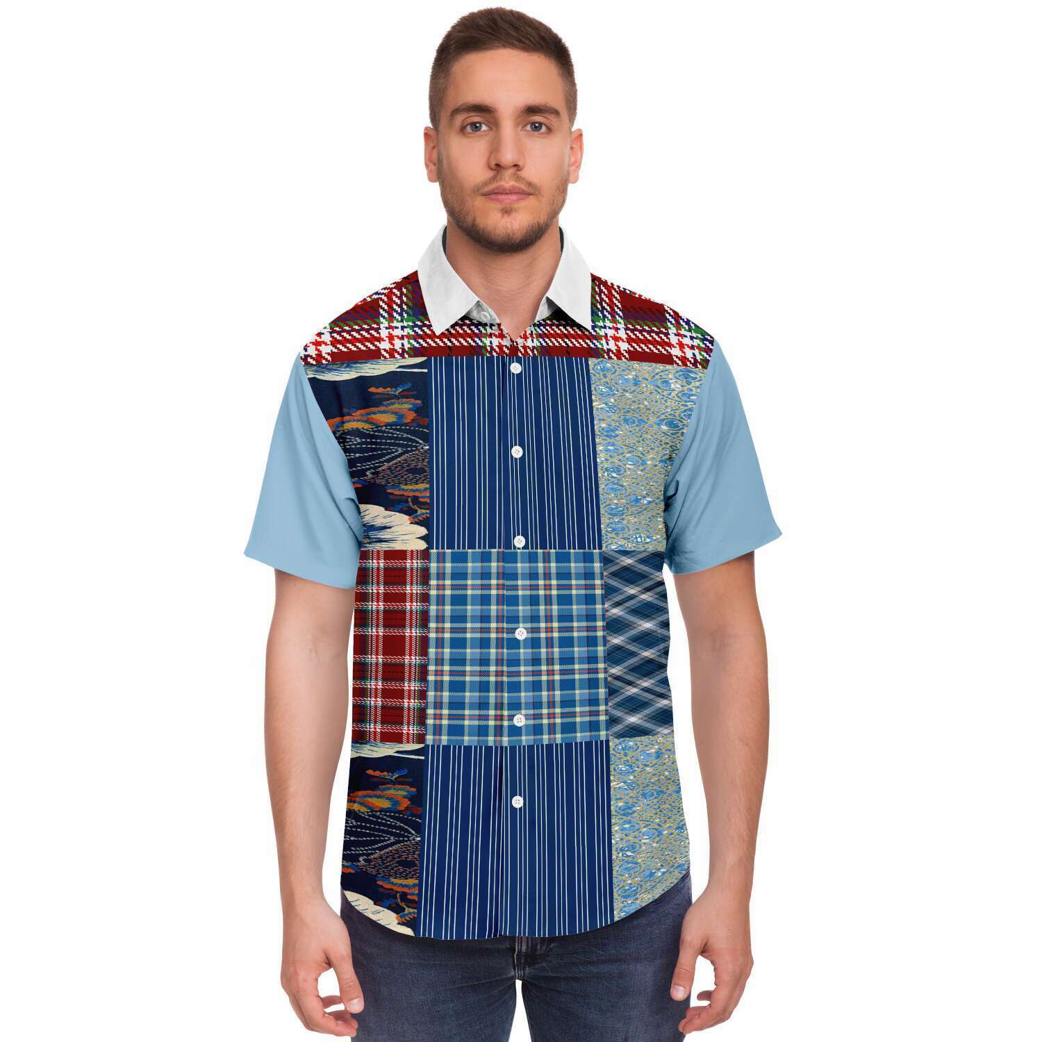 Andromeda Blue Patchwork Shirt