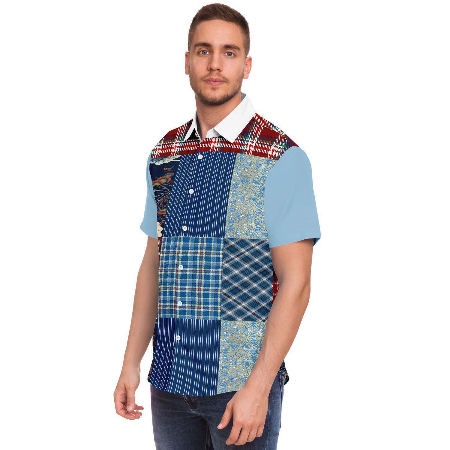 Andromeda Blue Patchwork Shirt