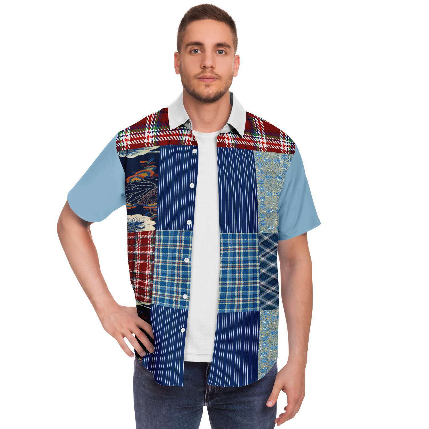 Andromeda Blue Patchwork Shirt