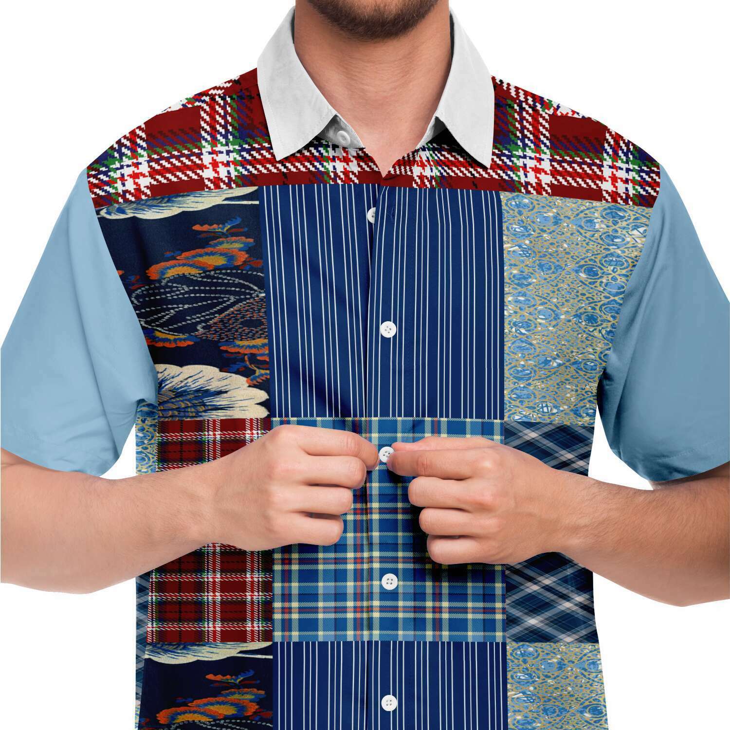 Andromeda Blue Patchwork Shirt