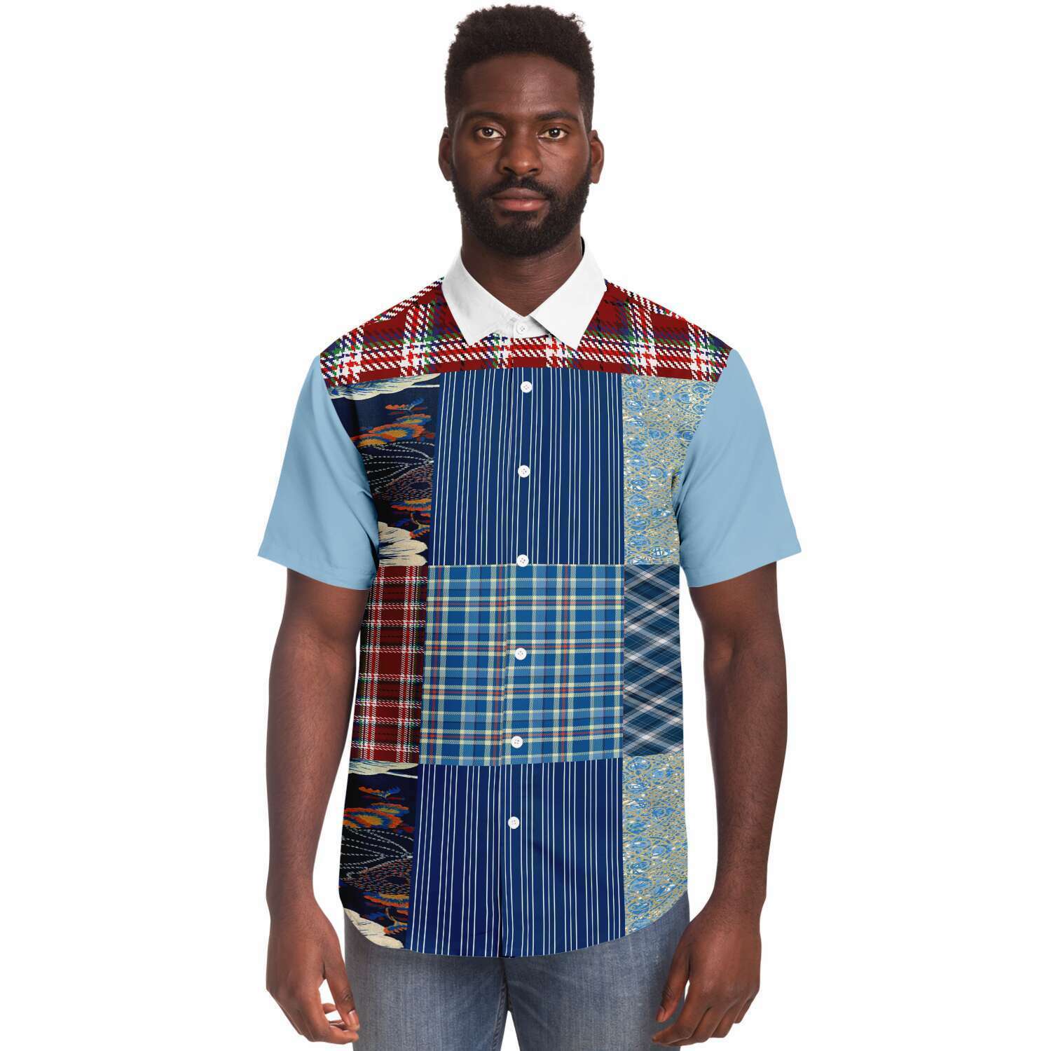 Andromeda Blue Patchwork Shirt