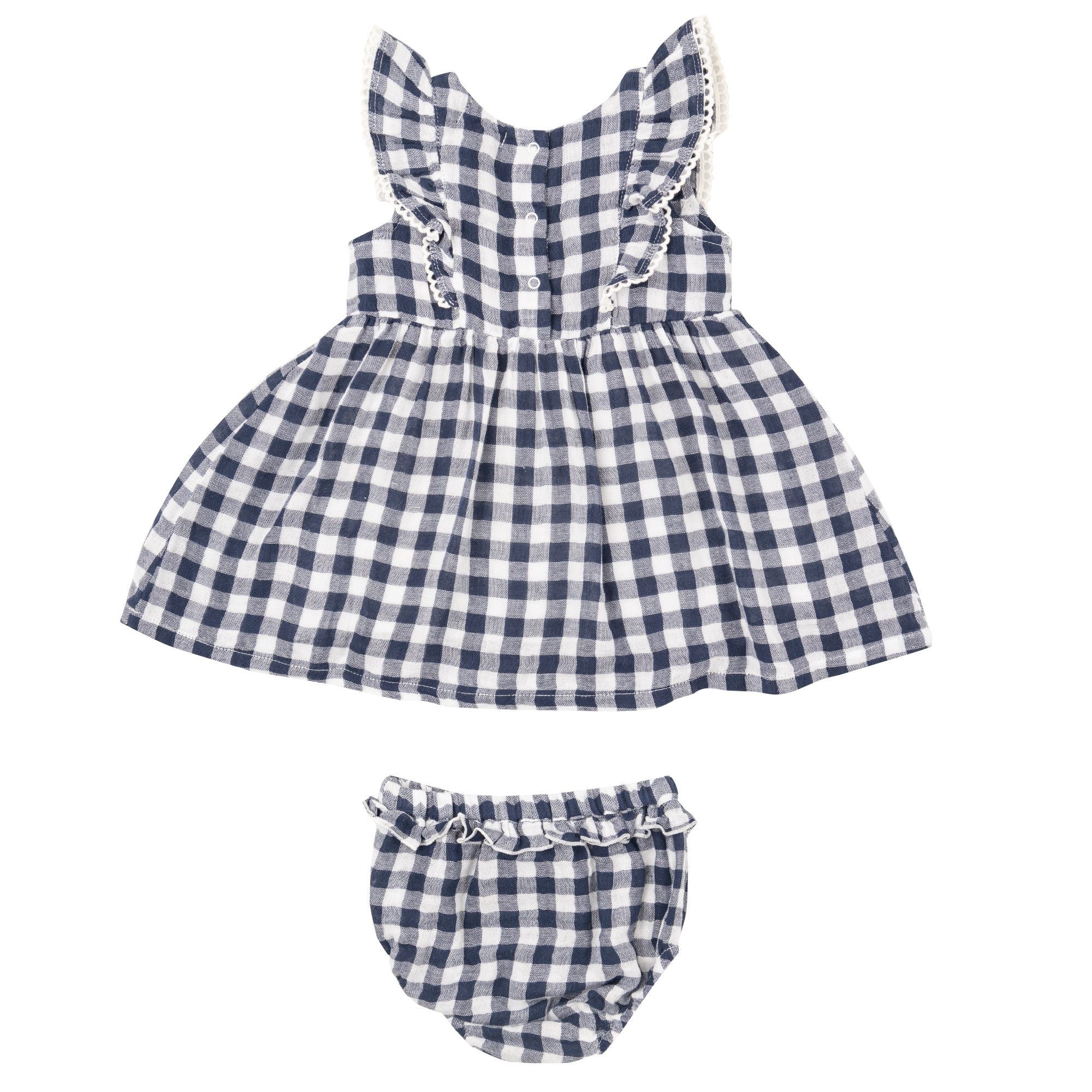 Angel Dear Navy Gingham Ruffle Dress