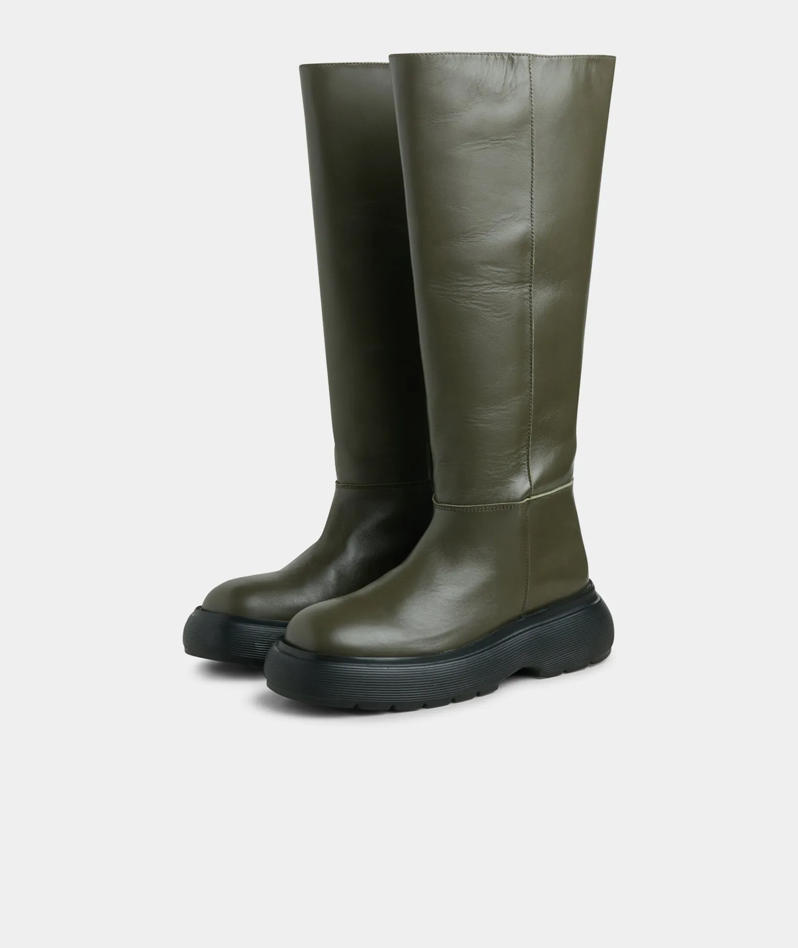 Army Leather Cloud High Boots