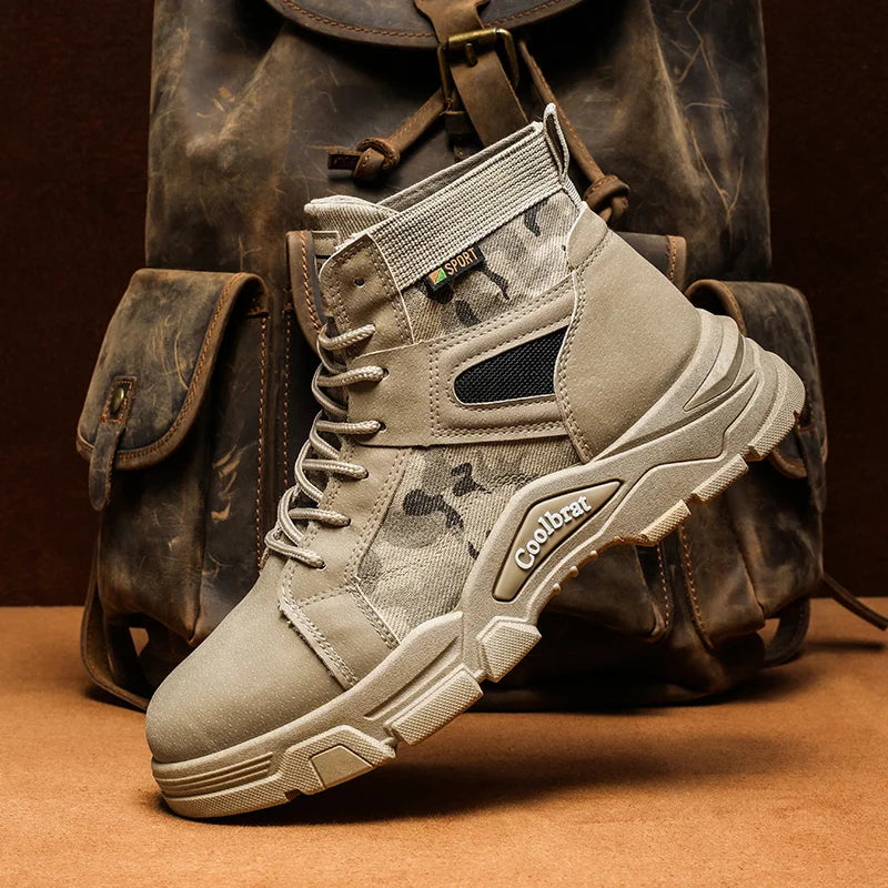 Ashore Men's Tactical Boots - Combat, Outdoor, Canvas, Breathable, Desert