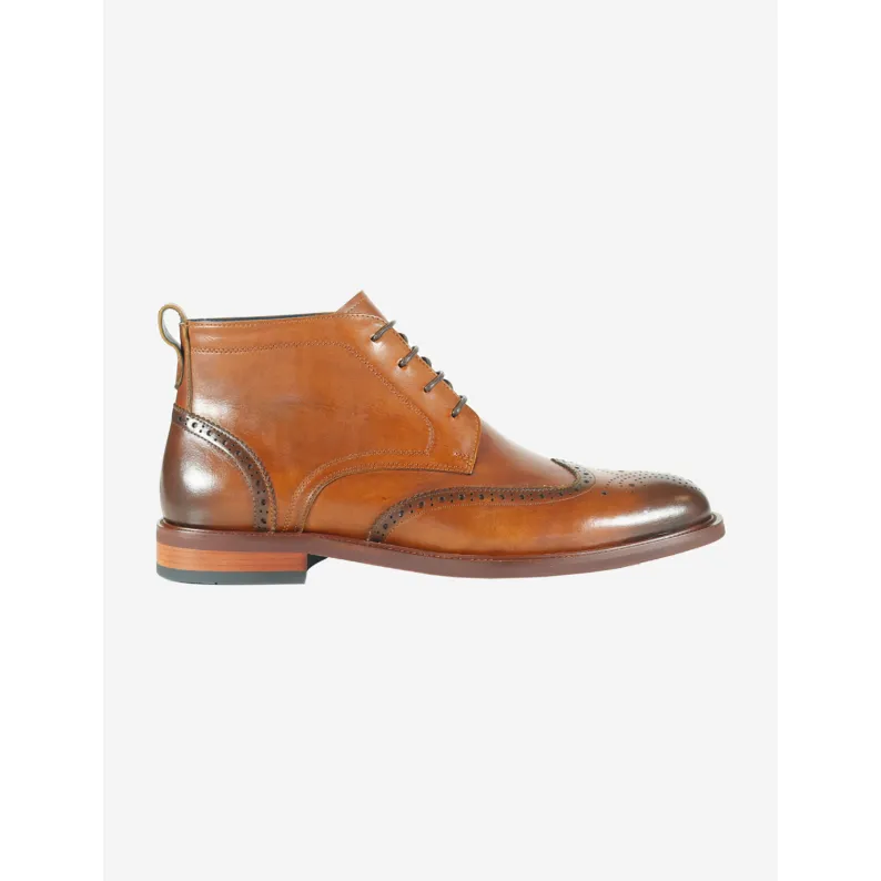 AZOR LA MODE Rimini Tan Leather Brogue Derby Boot