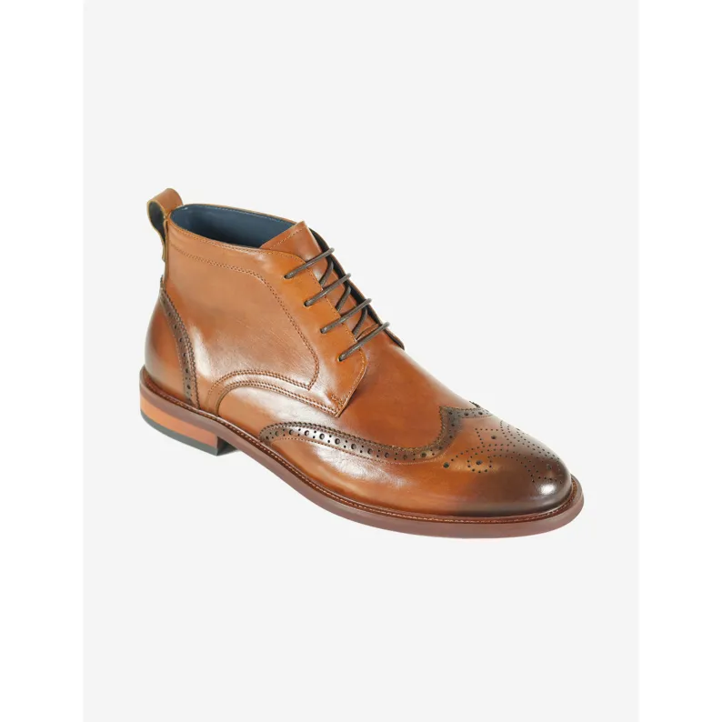 AZOR LA MODE Rimini Tan Leather Brogue Derby Boot