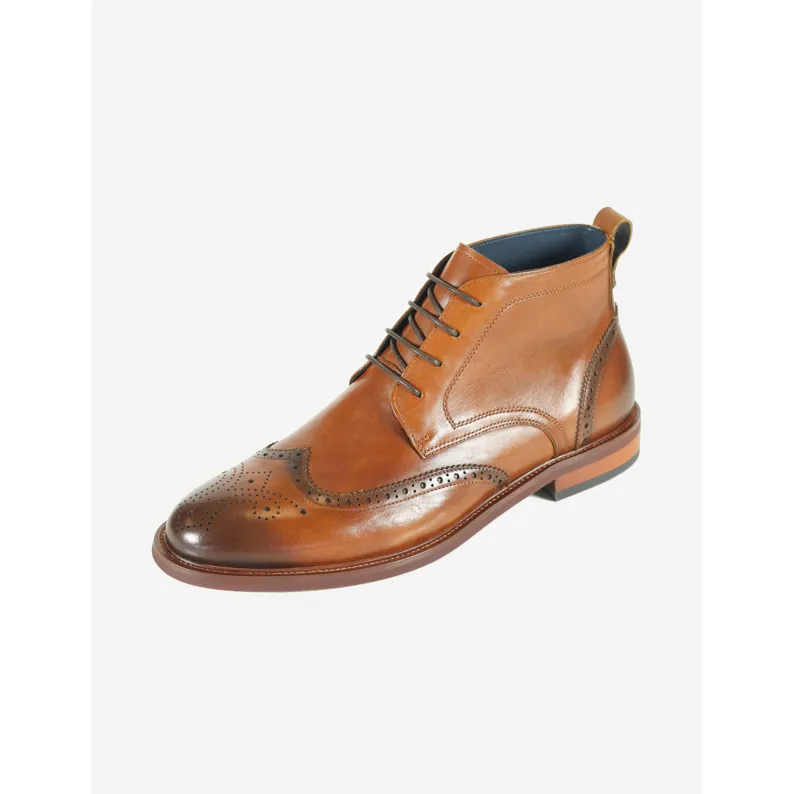 AZOR LA MODE Rimini Tan Leather Brogue Derby Boot