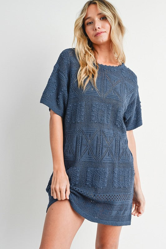 Aztec Pattern Knit Shift Dress