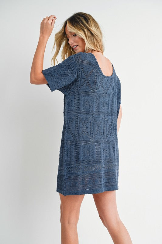 Aztec Pattern Knit Shift Dress