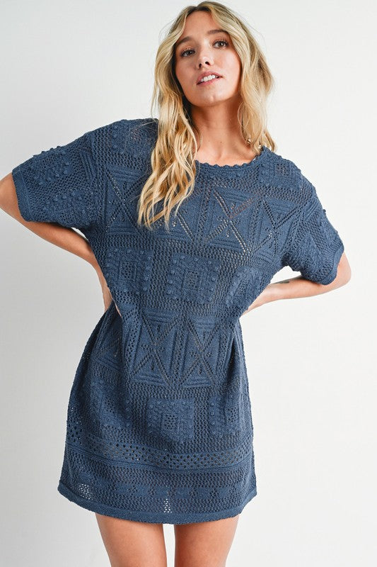 Aztec Pattern Knit Shift Dress