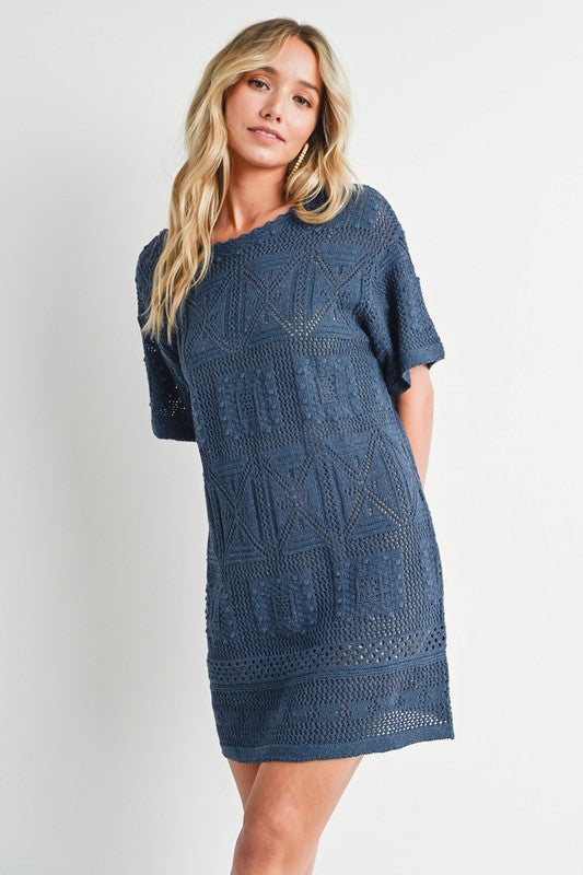 Aztec Pattern Knit Shift Dress