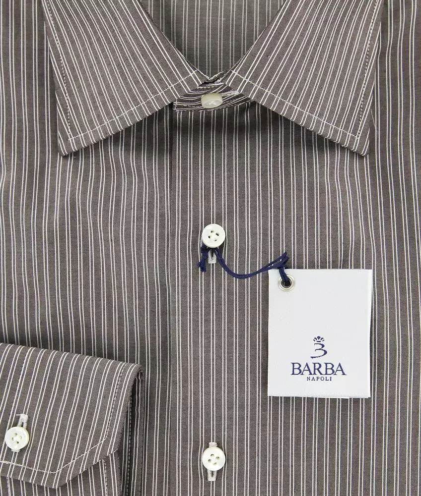 Barba Napoli Brown Shirt - Slim Fit - Size 15.5 US / 39 EU