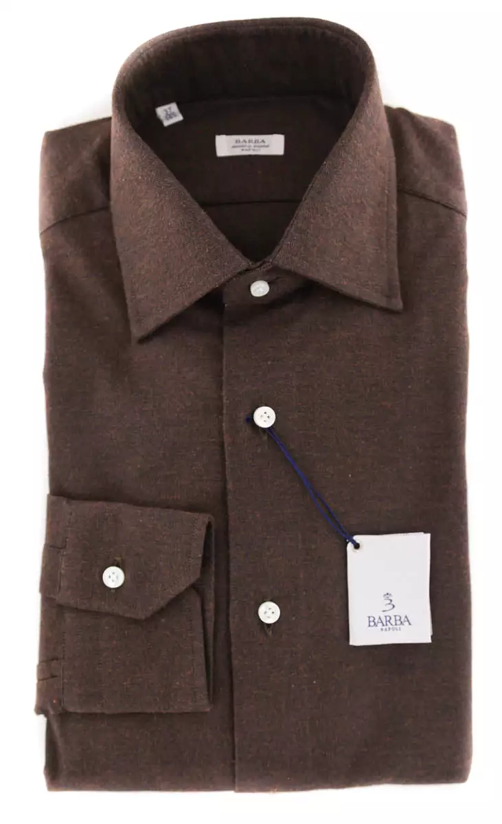 Barba Napoli Brown Slim Shirt - Buy Online Now!