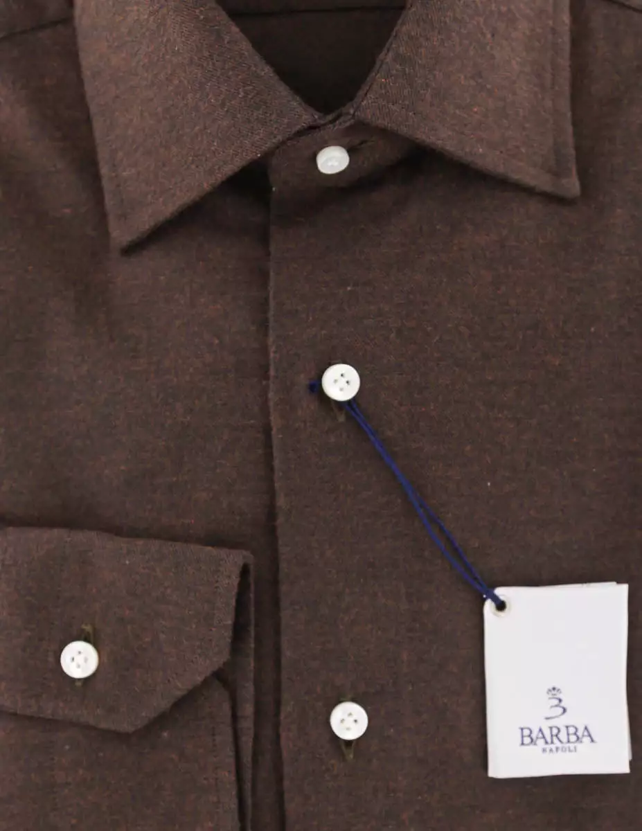 Barba Napoli Brown Slim Shirt - Buy Online Now!