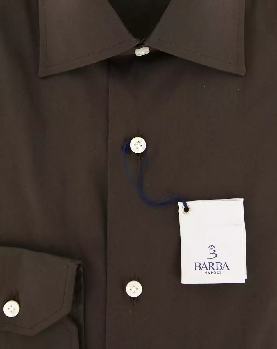 Barba Napoli Slim Fit Dark Brown Shirt.