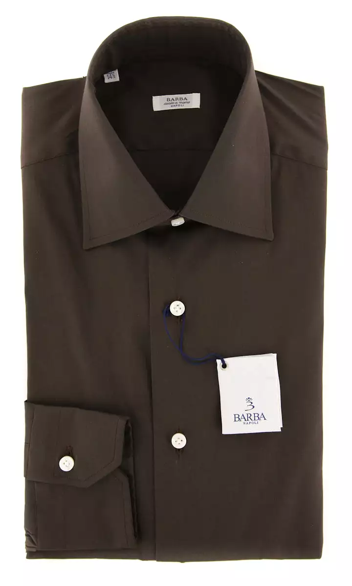 Barba Napoli Slim Fit Dark Brown Shirt.