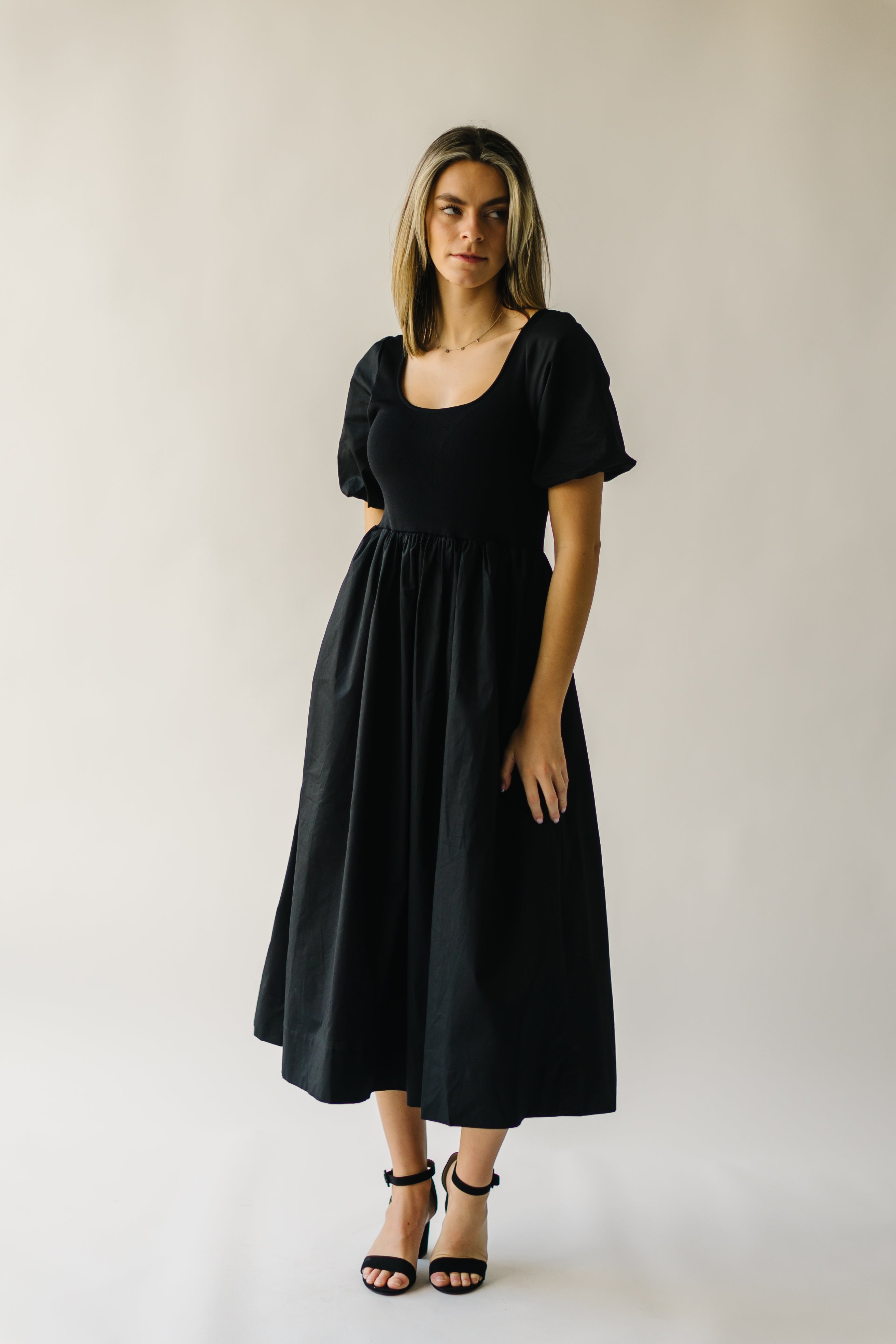 Barber Puff Sleeve Dress - Black