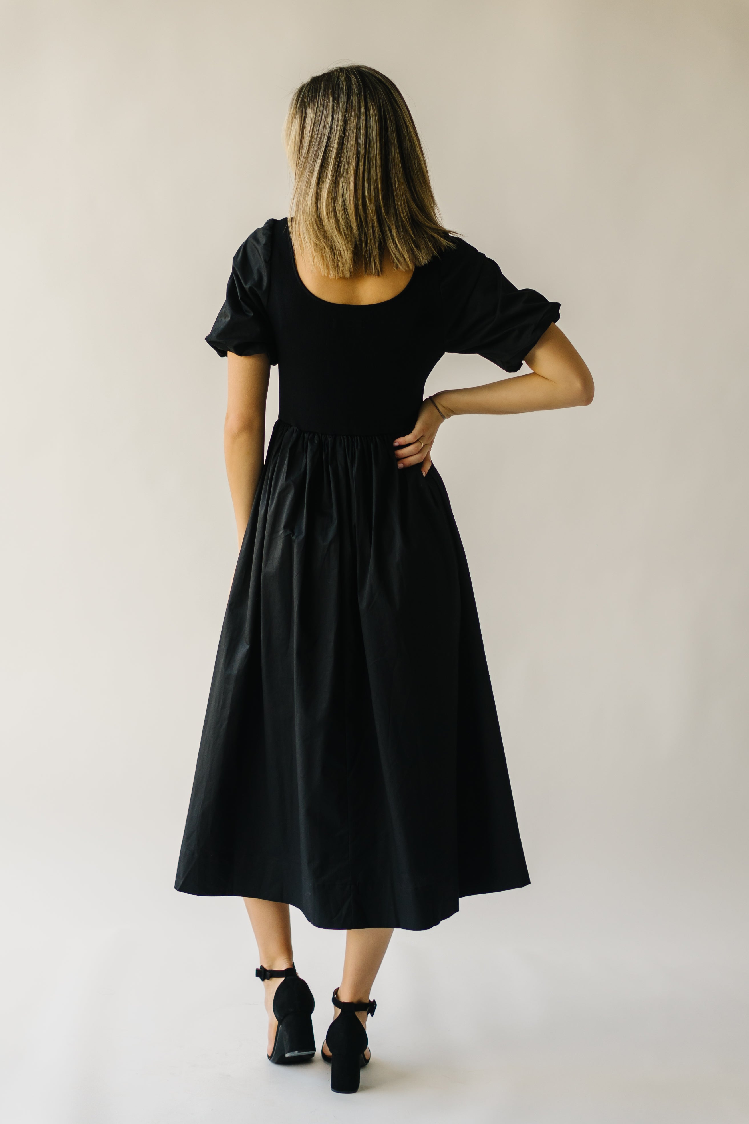 Barber Puff Sleeve Dress - Black