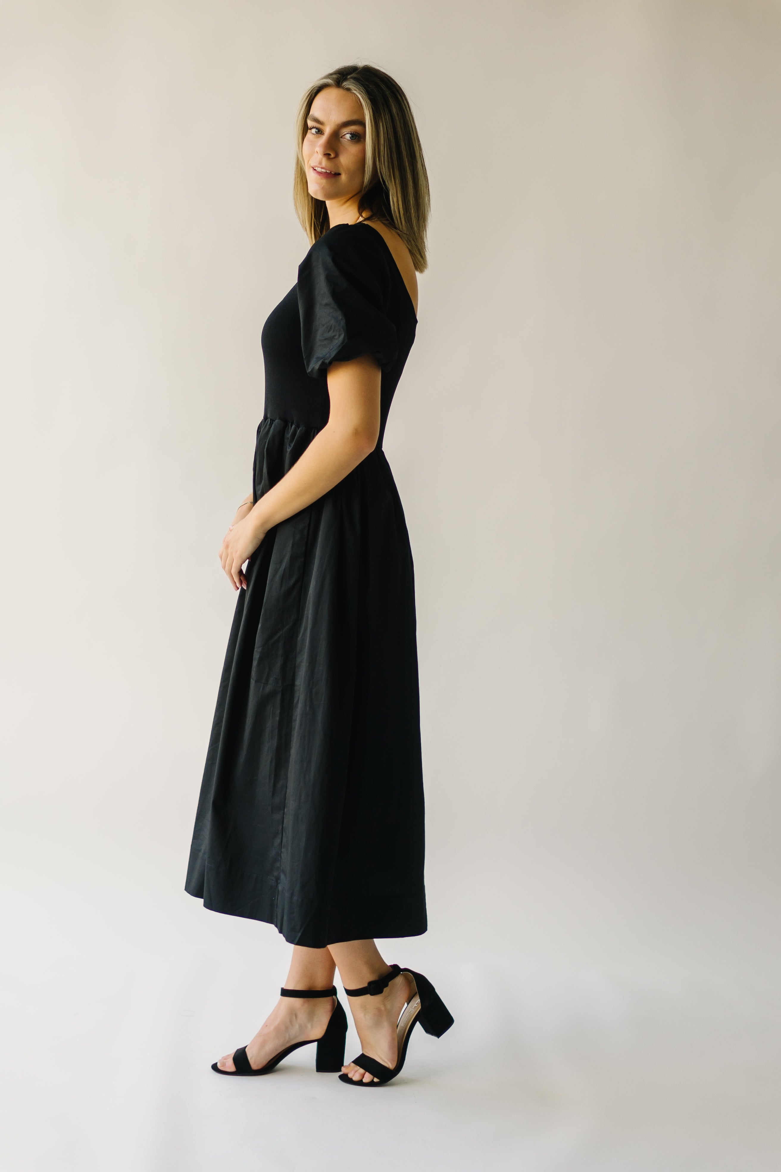 Barber Puff Sleeve Dress - Black