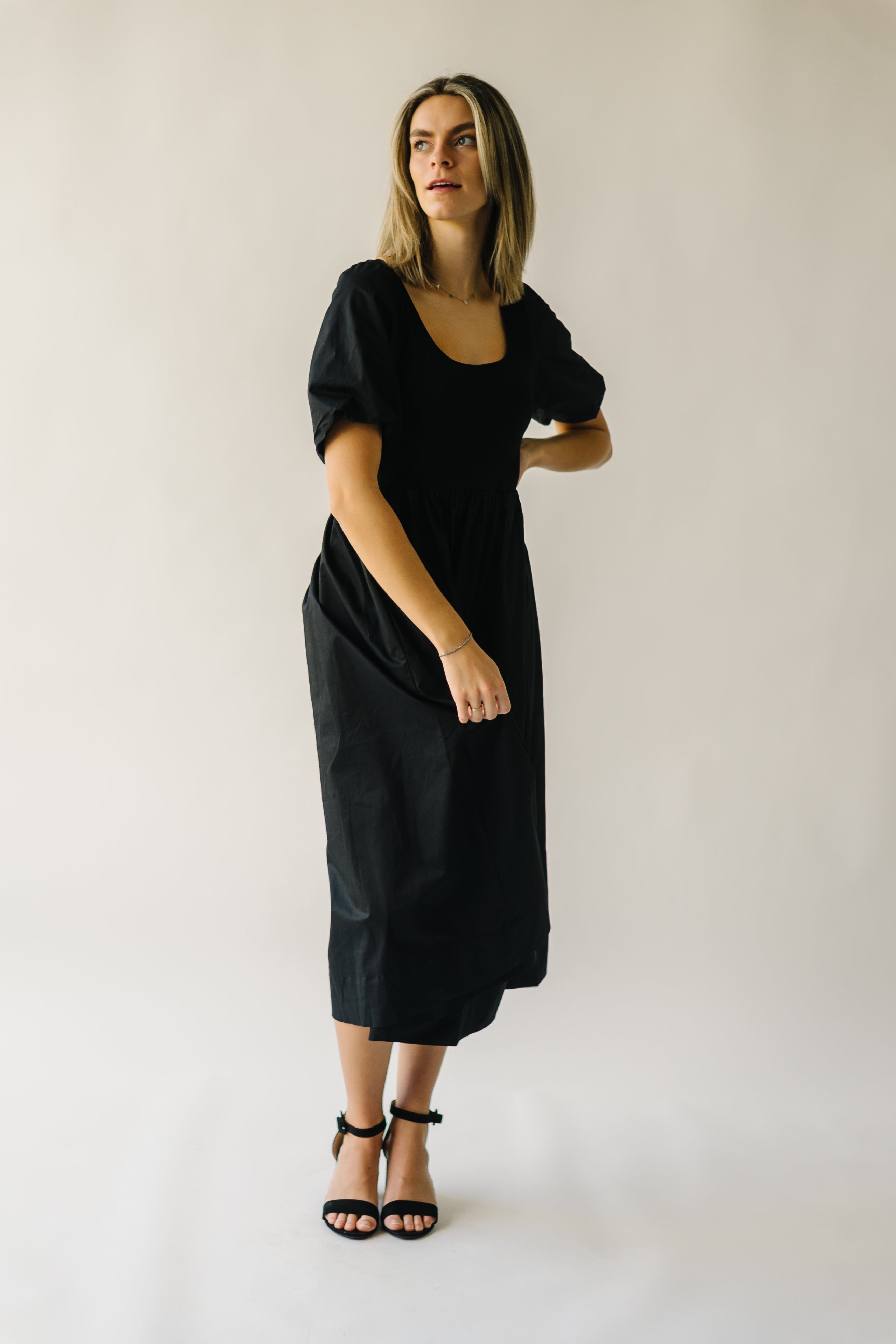 Barber Puff Sleeve Dress - Black