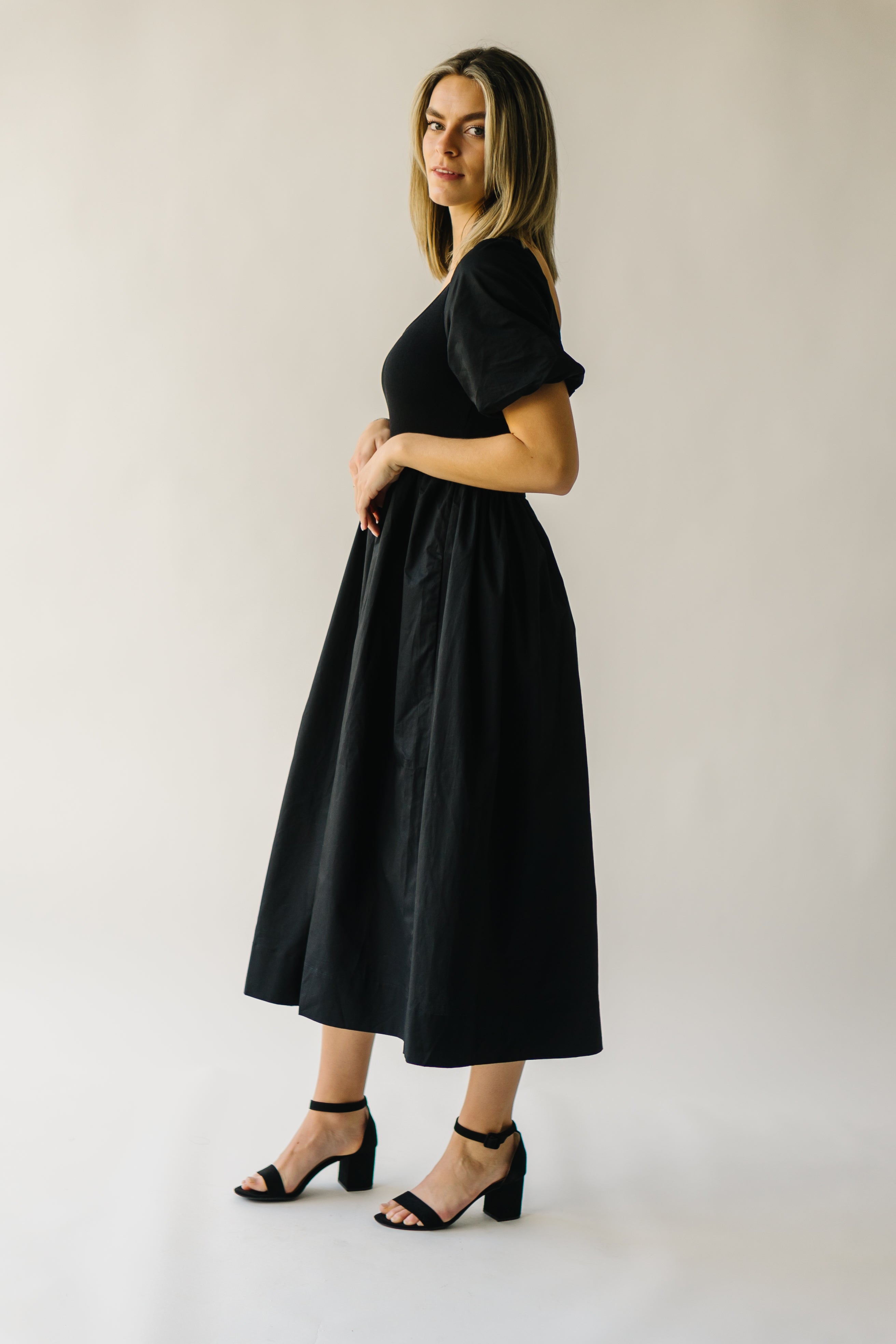 Barber Puff Sleeve Dress - Black