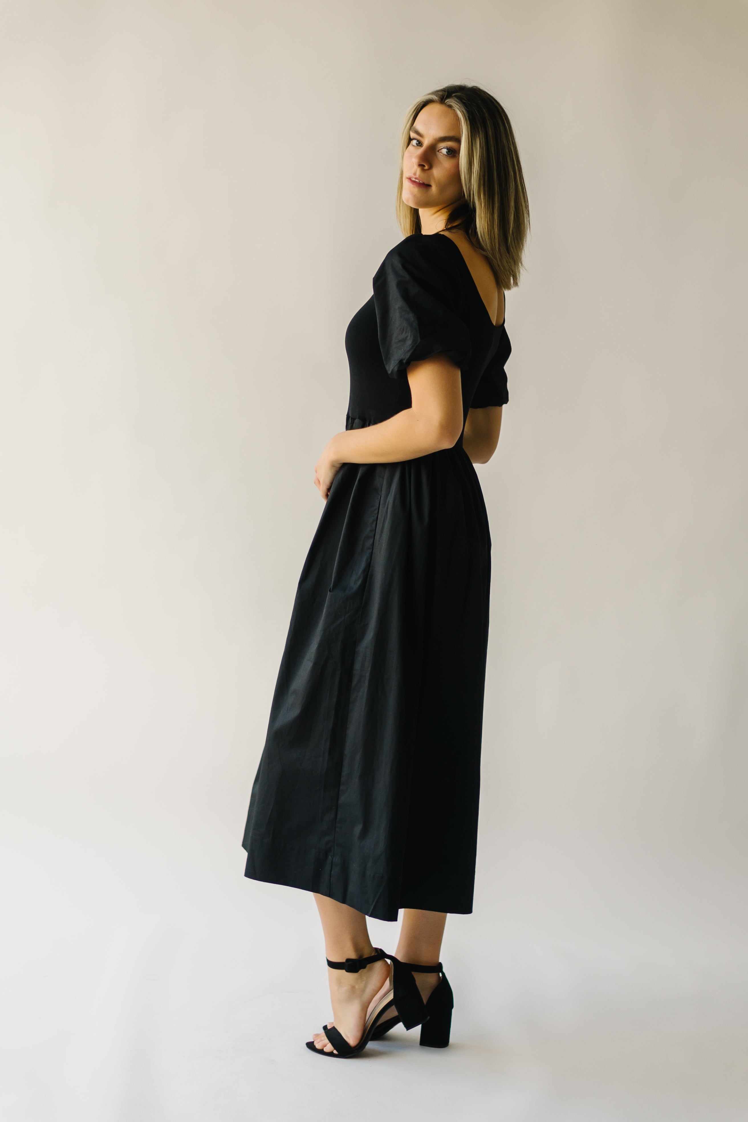 Barber Puff Sleeve Dress - Black