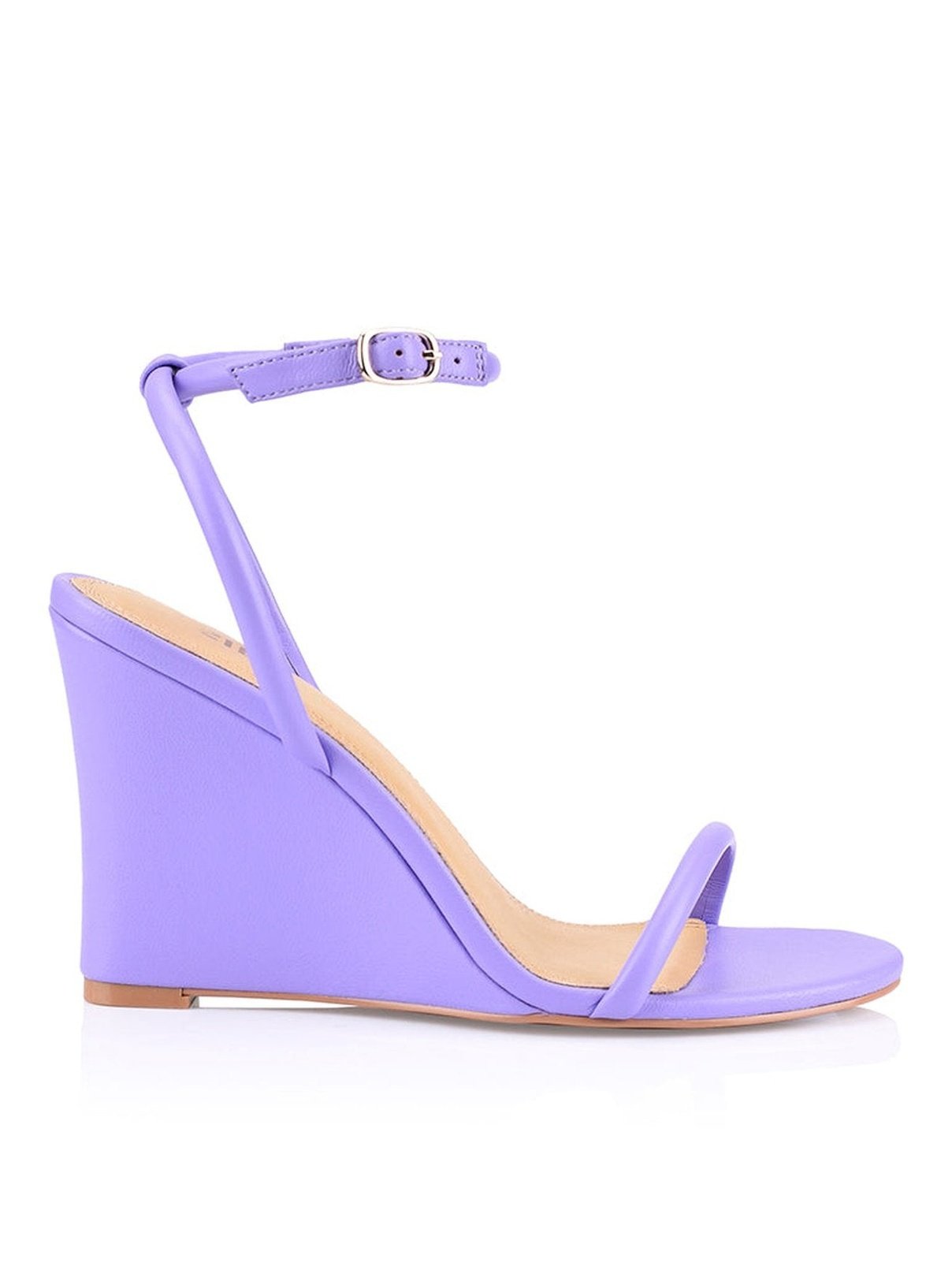 Bebe Lilac Leather Wedge Sandals