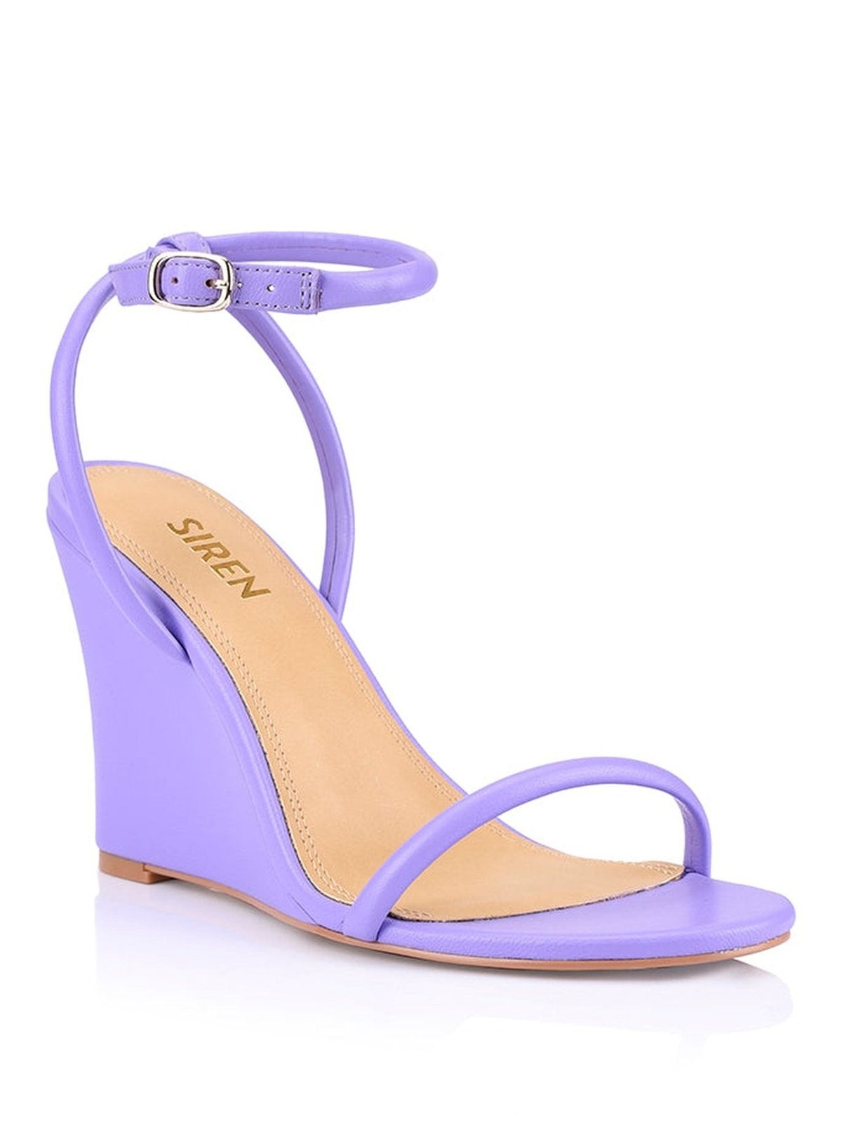 Bebe Lilac Leather Wedge Sandals