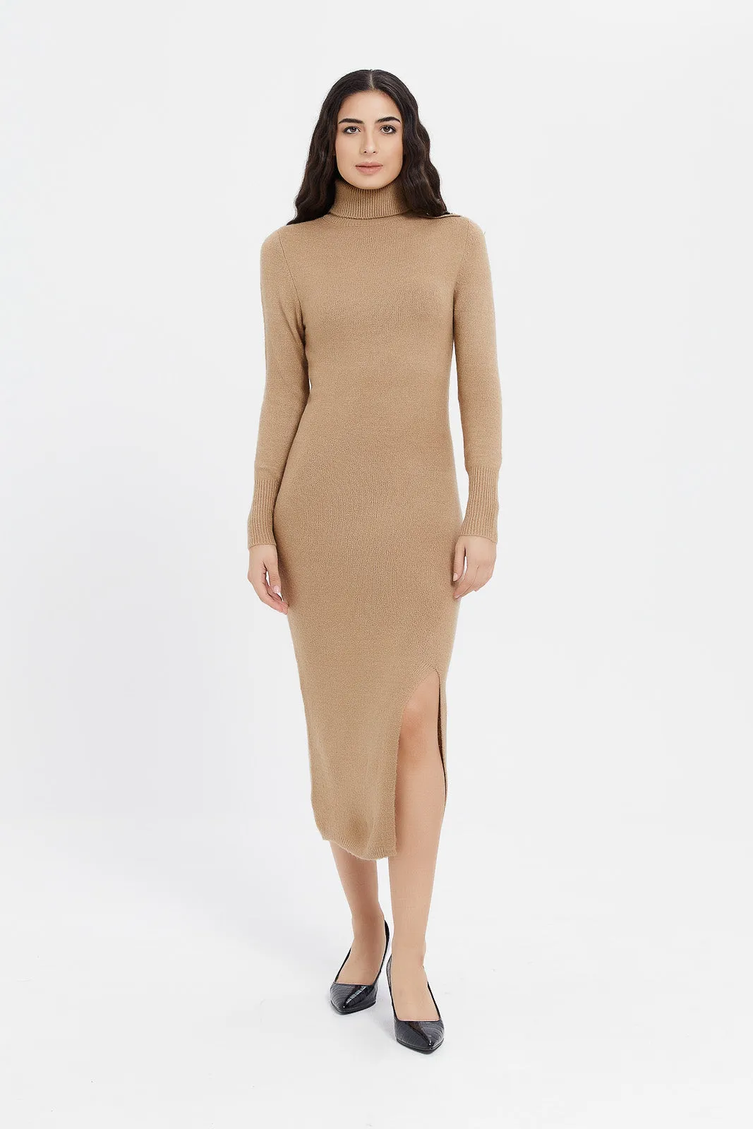 Beige Sweater Dress Women