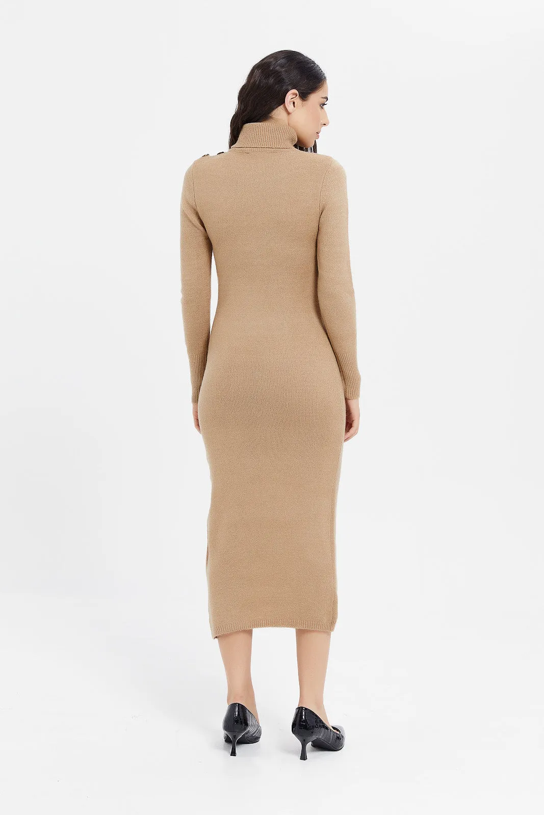 Beige Sweater Dress Women